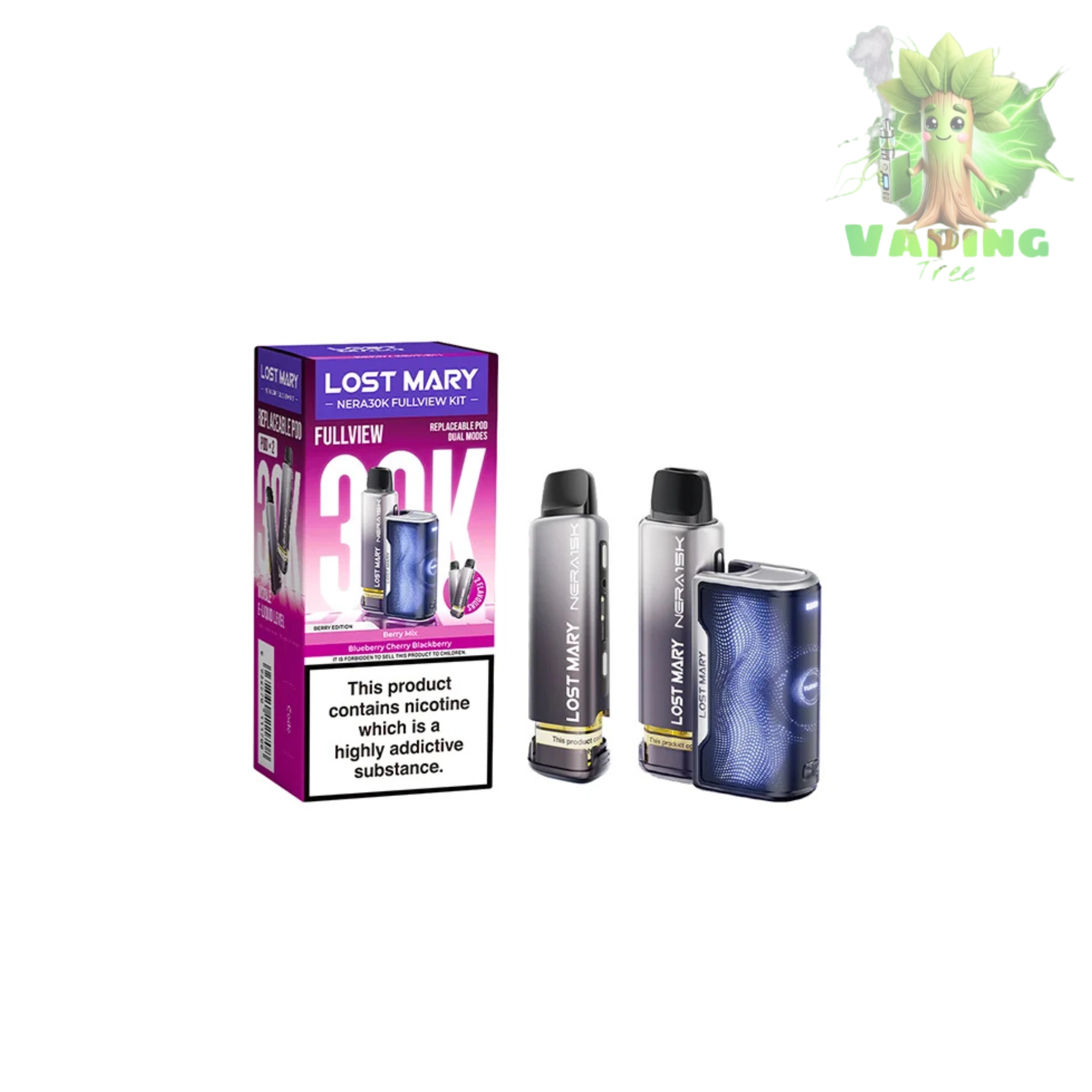 Lost Mary Nera 30K Berry Edition with Fullview Pods and LED display